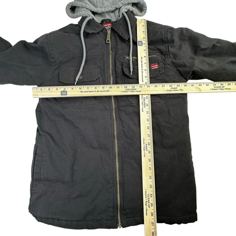 Wrangler Workwear Men's Black Quilted Lined Hooded Chore Jacket‎ S CH